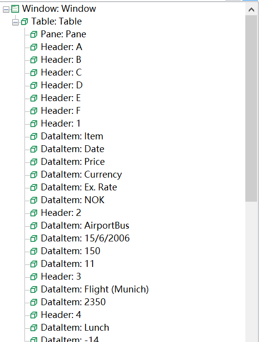 Qt 5.x SpreadSheet中识别到的对象树