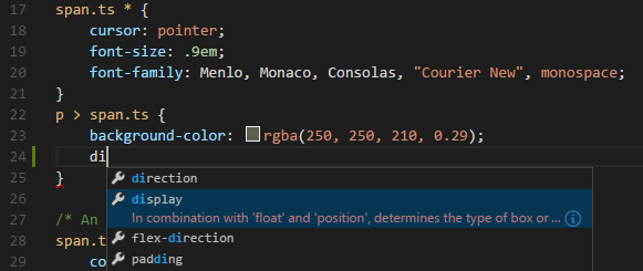 IntelliSense in CSS