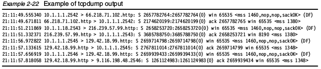 tcpdump输出样例